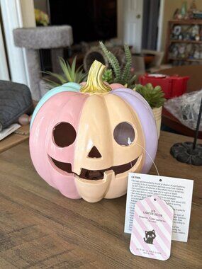 Pastel Color-Blocked Jack O Lantern - Lights Up